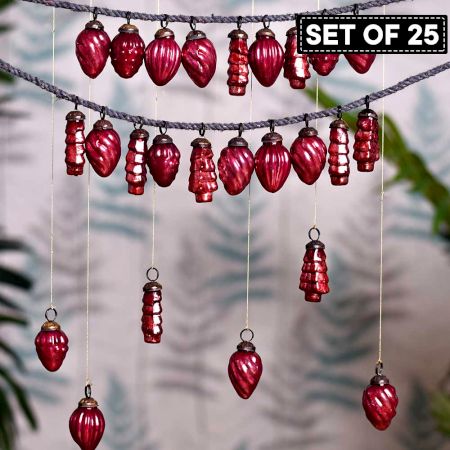 25 Pieces Cherry Tiny Christmas Ornaments 